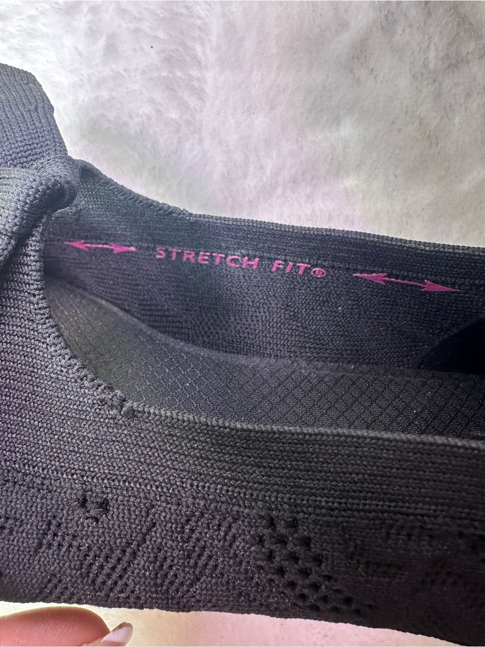 Skechers Black Knit Memory Foam Pointed Ballet Flat with Bow - Picture 8 of 9